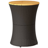 vidaXL Tuinbijzettafel trommelvormig poly rattan en massief hout zwart