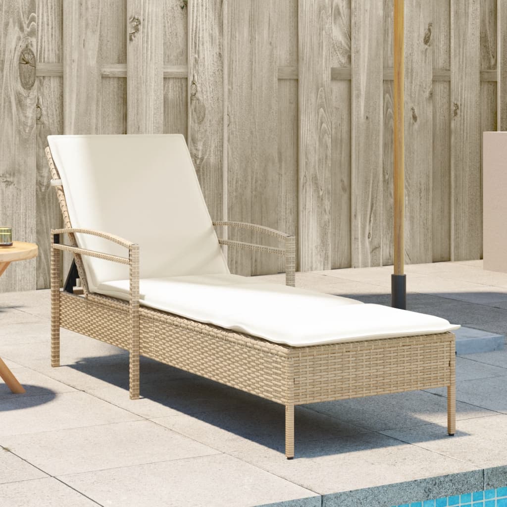 vidaXL Ligbed met kussen 63x200x81 cm poly rattan zwart