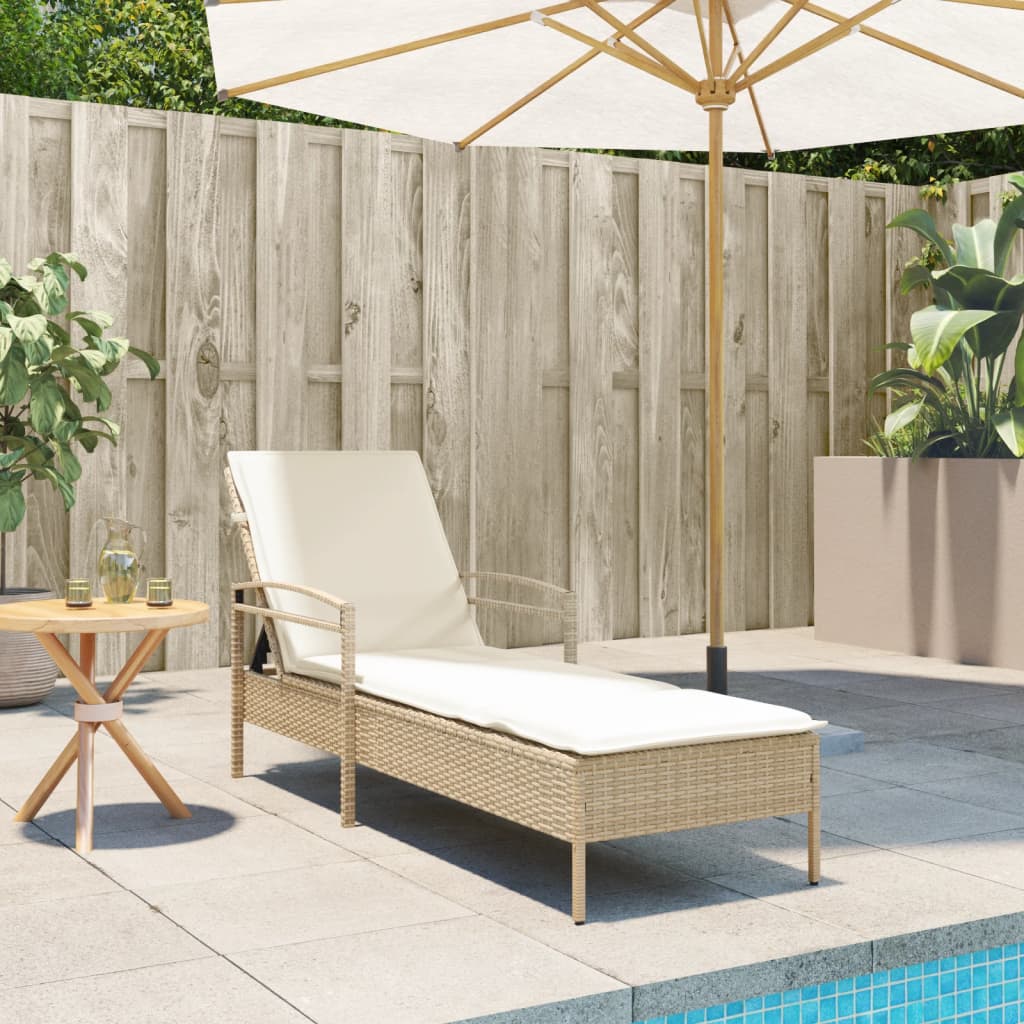 vidaXL Ligbed met kussen 63x200x81 cm poly rattan zwart