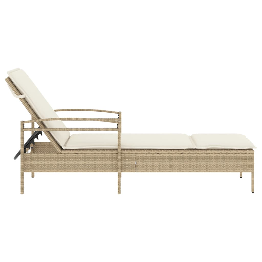 vidaXL Ligbed met kussen 63x200x81 cm poly rattan zwart