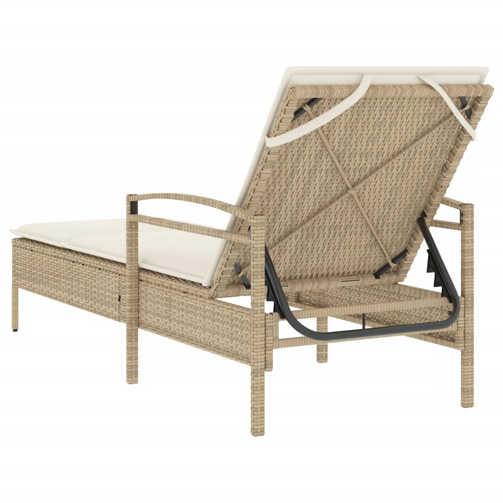 vidaXL Ligbed met kussen 63x200x81 cm poly rattan zwart