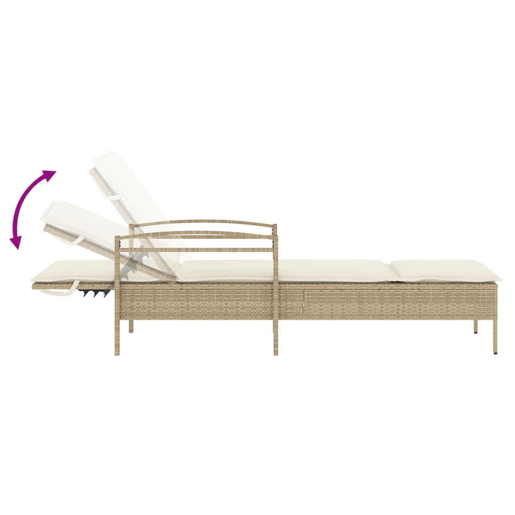 vidaXL Ligbed met kussen 63x200x81 cm poly rattan zwart