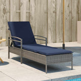 vidaXL Ligbed met kussen grijs 63x200x81 cm poly rattan (alleen VS)
