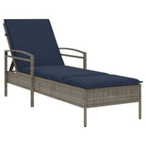vidaXL Ligbed met kussen grijs 63x200x81 cm poly rattan (alleen VS)