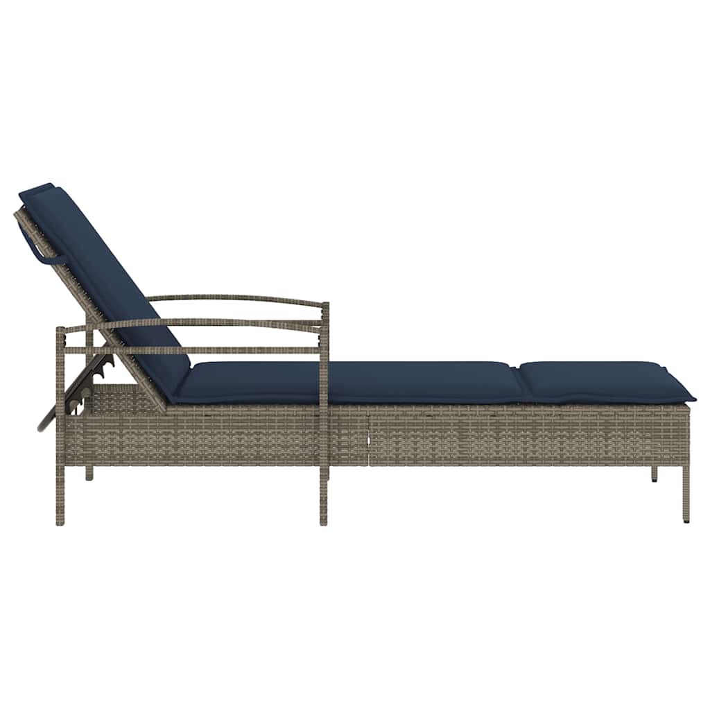vidaXL Ligbed met kussen grijs 63x200x81 cm poly rattan (alleen VS)