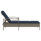 vidaXL Ligbed met kussen grijs 63x200x81 cm poly rattan (alleen VS)