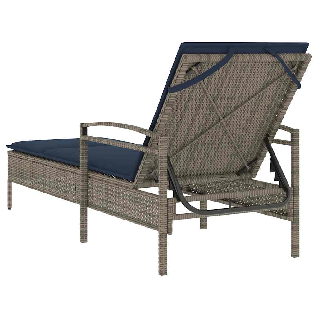 vidaXL Ligbed met kussen grijs 63x200x81 cm poly rattan (alleen VS)