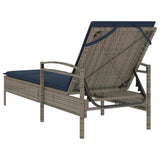 vidaXL Ligbed met kussen grijs 63x200x81 cm poly rattan (alleen VS)