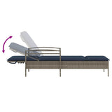 vidaXL Ligbed met kussen grijs 63x200x81 cm poly rattan (alleen VS)