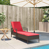 vidaXL Ligbed met kussen grijs 63x200x81 cm poly rattan (alleen VS)