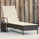 vidaXL Ligbed met wielen en kussen poly rattan zwart