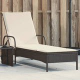 vidaXL Ligbed met wielen en kussen poly rattan zwart