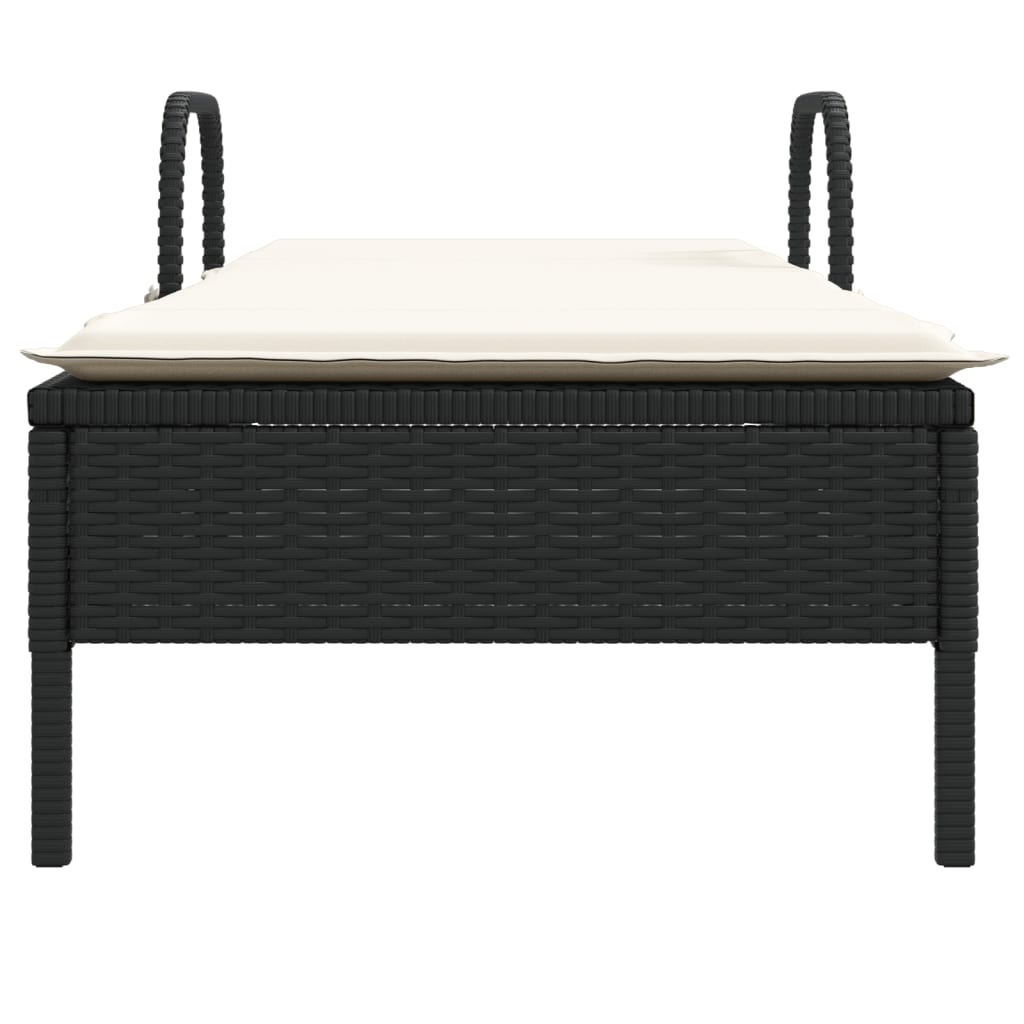 vidaXL Ligbed met wielen en kussen poly rattan zwart