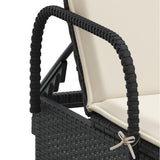 vidaXL Ligbed met wielen en kussen poly rattan zwart