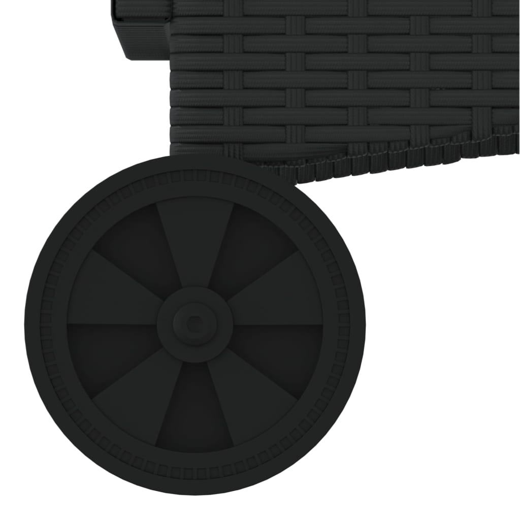 vidaXL Ligbed met wielen en kussen poly rattan zwart