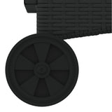 vidaXL Ligbed met wielen en kussen poly rattan zwart