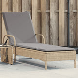 vidaXL Ligbed met wielen en kussen poly rattan zwart