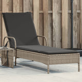 vidaXL Ligbed met wielen en kussen poly rattan zwart