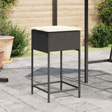 vidaXL Tuinbarkrukken met kussens 2 st poly rattan zwart