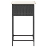 vidaXL Tuinbarkrukken met kussens 2 st poly rattan zwart