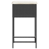 vidaXL Tuinbarkrukken met kussens 2 st poly rattan zwart