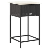 vidaXL Tuinbarkrukken met kussens 2 st poly rattan zwart