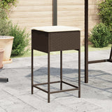 vidaXL Tuinbarkrukken met kussens 2 st poly rattan zwart