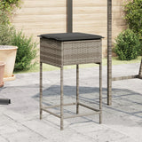 vidaXL Tuinbarkrukken met kussens 2 st poly rattan zwart