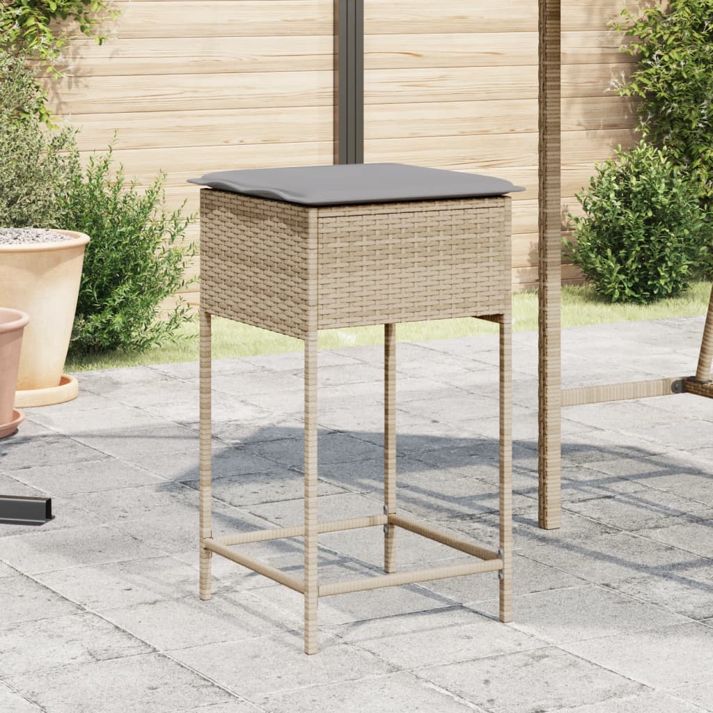 vidaXL Tuinbarkrukken met kussens 2 st poly rattan zwart