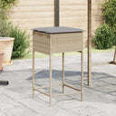 vidaXL Tuinbarkrukken met kussens 2 st poly rattan zwart