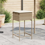 vidaXL Tuinbarkrukken met kussens 2 st poly rattan zwart
