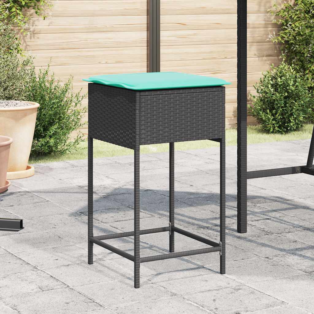vidaXL Tuinbarkrukken met kussens 2 stuks grijs polyrotan