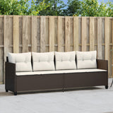 vidaXL Sun Lounger with Cushions Poly Rattan Black