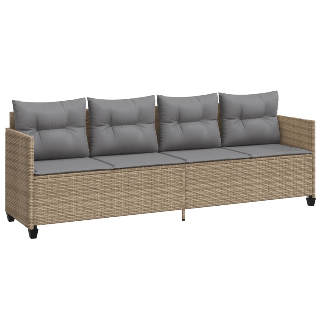 vidaXL Sun Lounger with Cushions Poly Rattan Black