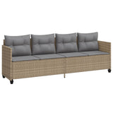 vidaXL Sun Lounger with Cushions Poly Rattan Black