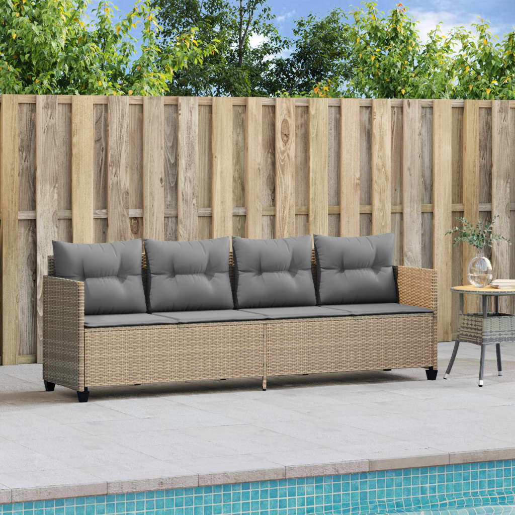 vidaXL Sun Lounger with Cushions Poly Rattan Black