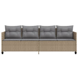 vidaXL Sun Lounger with Cushions Poly Rattan Black