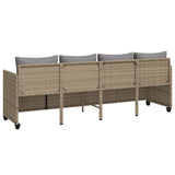 vidaXL Sun Lounger with Cushions Poly Rattan Black