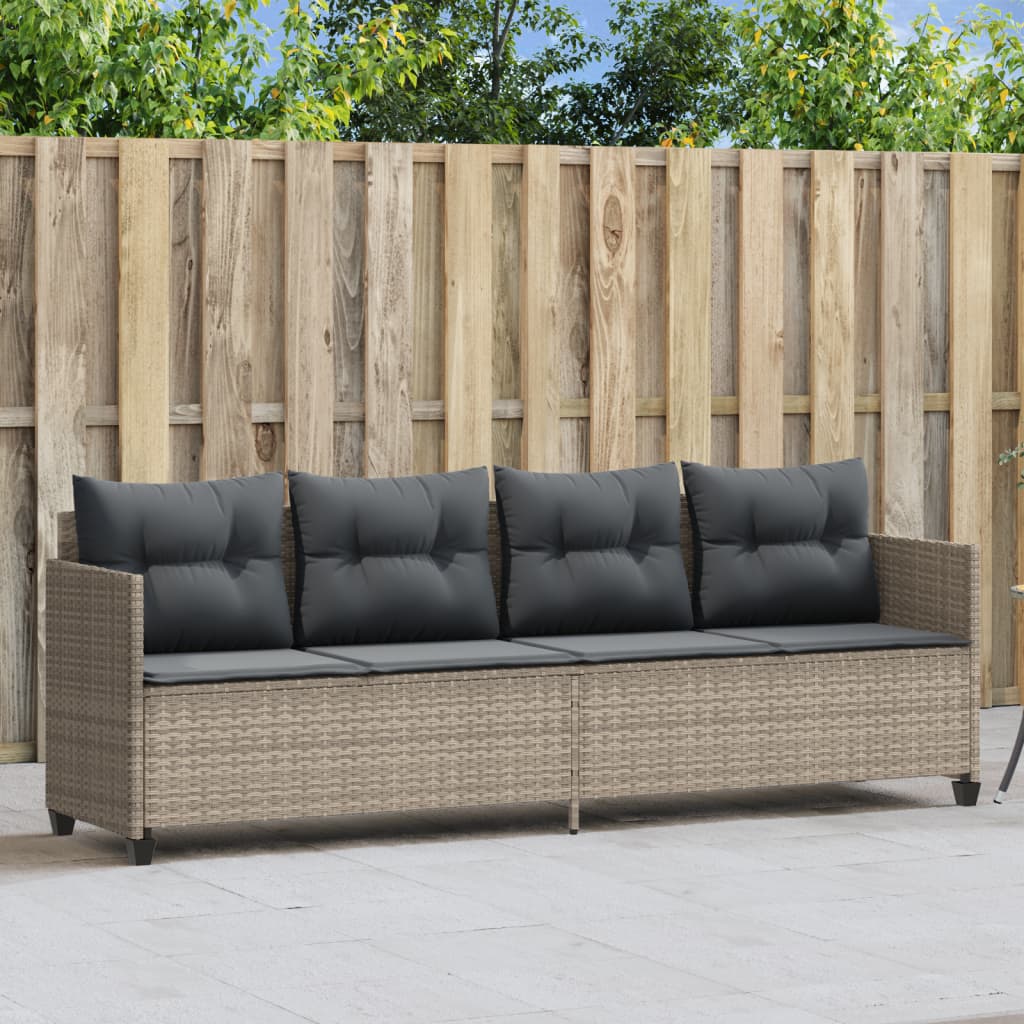 vidaXL Sun Lounger with Cushions Poly Rattan Black