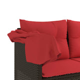 vidaXL Ligbed met luifel en kussens poly rattan bruin