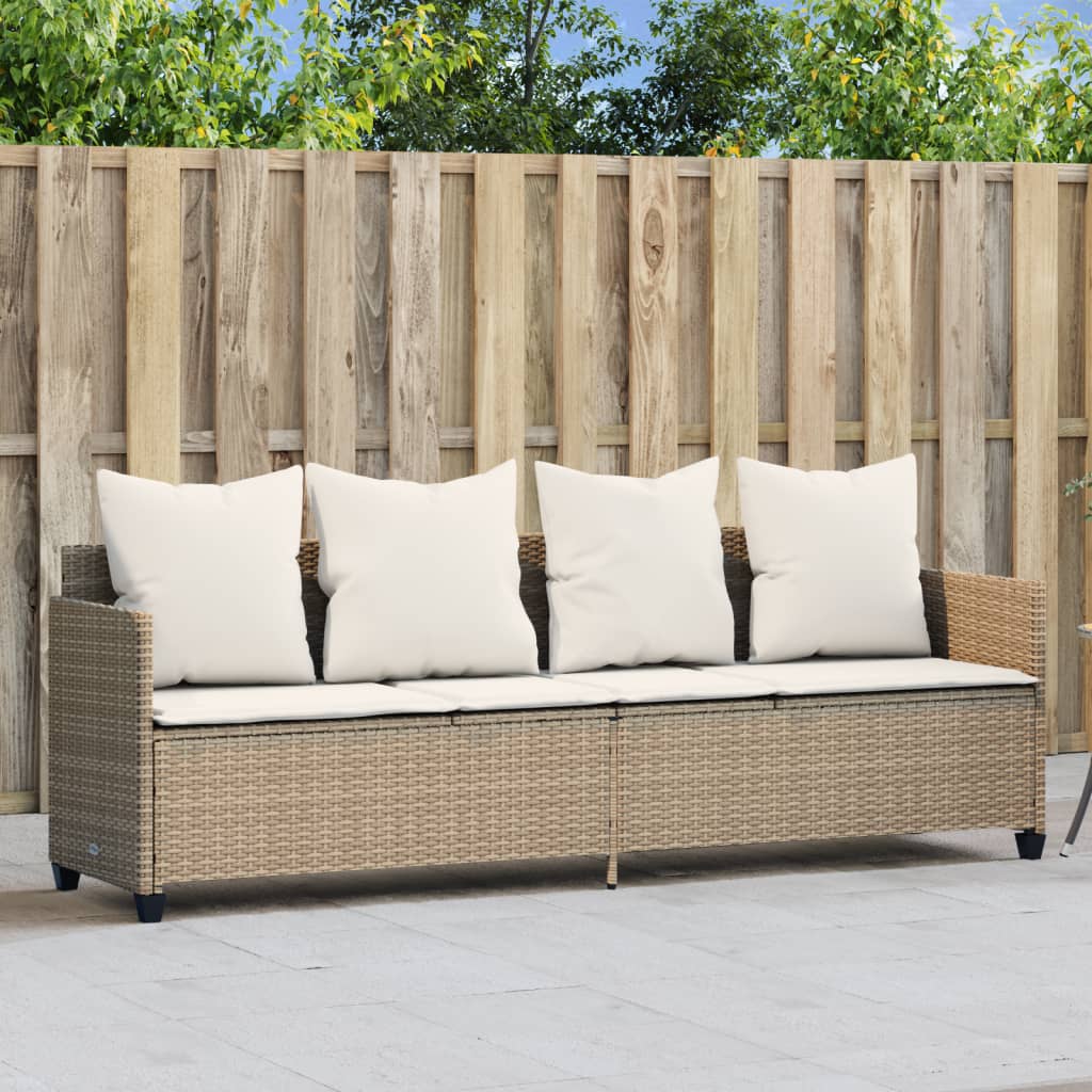 vidaXL Ligbed met kussens poly rattan zwart