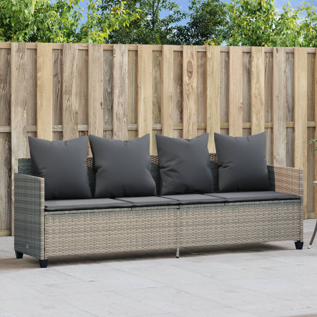 vidaXL Ligbed met kussens poly rattan zwart