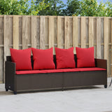 vidaXL Ligbed met kussens poly rattan bruin