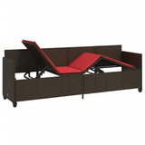vidaXL Ligbed met kussens poly rattan bruin