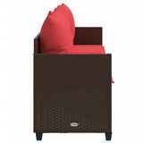 vidaXL Ligbed met kussens poly rattan bruin