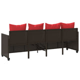 vidaXL Ligbed met kussens poly rattan bruin