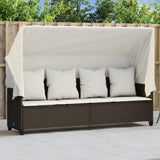 vidaXL Ligbed met kussens poly rattan zwart