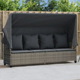 vidaXL Ligbed met kussens poly rattan zwart