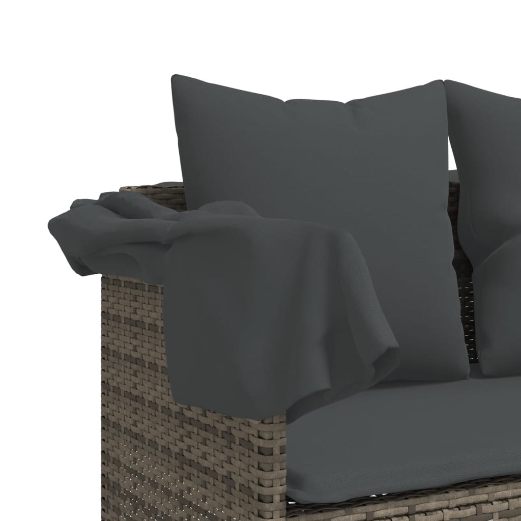 vidaXL Ligbed met kussens poly rattan zwart