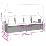 vidaXL Ligbed met kussens poly rattan zwart
